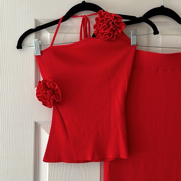NIA Dresses & Skirts - NIA Red Ribbed Skirt/Top Set Small